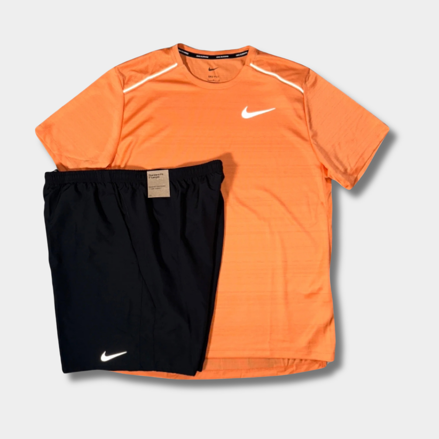 NIKE ORANGE PULSE MILER 1.0 - BLACK CHALLENGER 7" SHORT SET