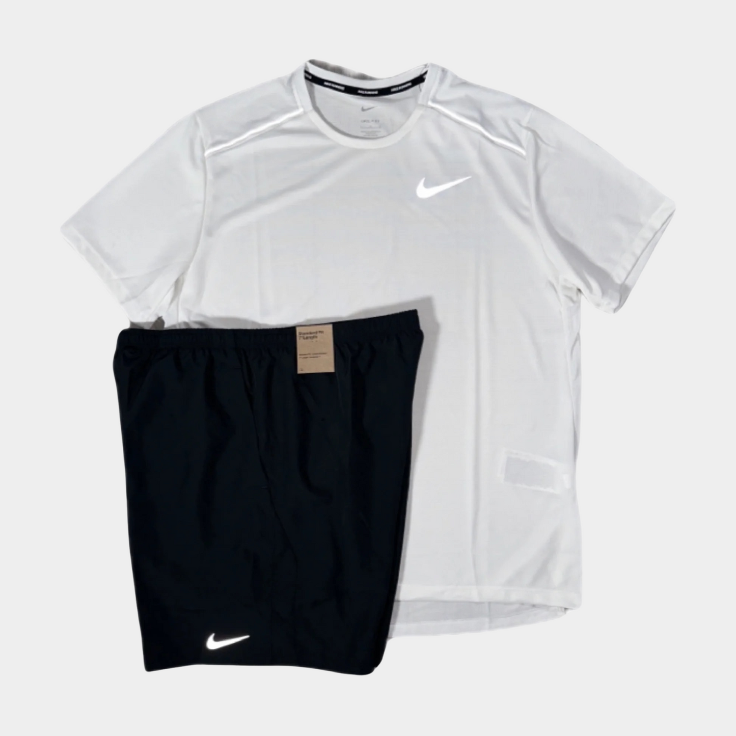 NIKE WHITE MILER 1.0 - BLACK CHALLENGER 7" SHORT SET