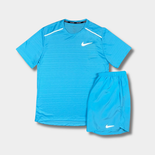 NIKE MILER T-SHIRT BALTIC BLUE & BALTIC BLUE CHALLENGER SHORTS SET